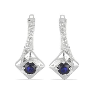 REAL BLUE SAPPHIRE GEMSTONE CLASSIC EARRINGS IN 925 STERLING SILVER